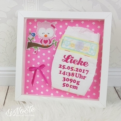 Bestickte Windel im 3D Rahmen *Lieke*