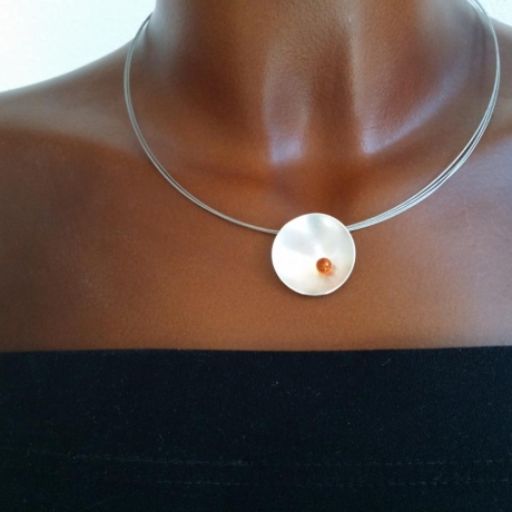 SET Silberschale mit Bernstein & Ohrstecker 925