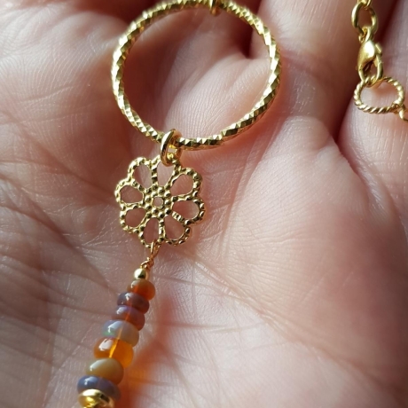 OPAL kette, 925 Silber/vergoldet, Vermeil, Welo, Collier