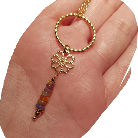 OPAL kette, 925 Silber/vergoldet, Vermeil, Welo, Collier