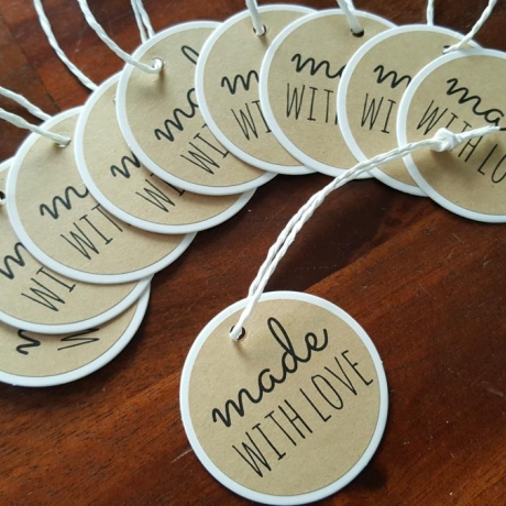 10x Anhänger -made with love-