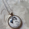 Kette mit Cabochon Anhänger Frau Madame Vintage Stil