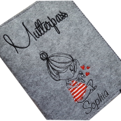 Mutterpasshülle *Schwangerschaft* Namensbestickung möglich