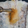 Mixed Media, Leinwand, Abstrakte Acrylmalerei, blau weiß orange