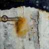 Mixed Media, Leinwand, Abstrakte Acrylmalerei, blau weiß orange