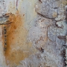 Mixed Media, Leinwand, Abstrakte Acrylmalerei, blau weiß orange