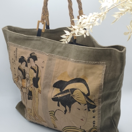 Leinentasche mit Japanmotiv
