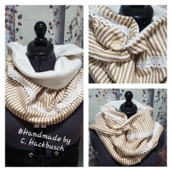 XL Wende Schal Wendetuch Knopfschal Streifen Tuch beige