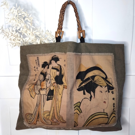Leinentasche mit Japanmotiv