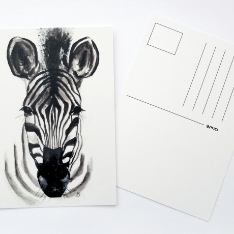 Aquarell Kunstdruck Postkarte *Zebra*