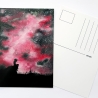 Aquarell Kunstdruck Postkarte *Galaxie rot*