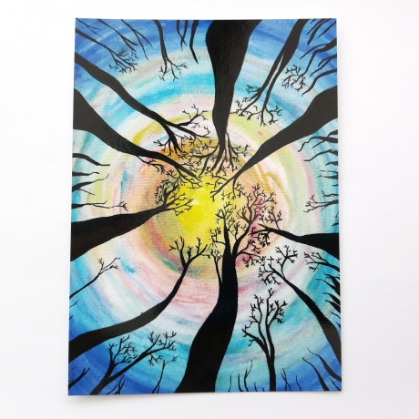 Aquarell Kunstdruck Postkarte *Bäume*