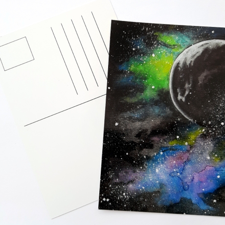 Aquarell Kunstdruck Postkarte *Mond*
