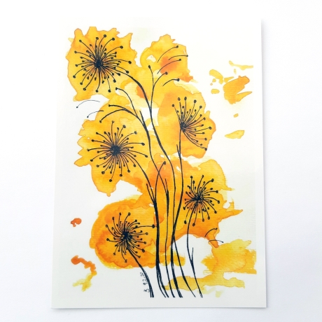 Aquarell Kunstdruck Postkarte *Blumen abstrakt*