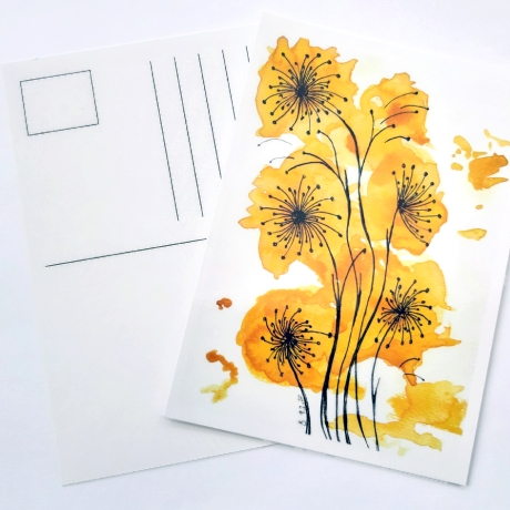 Aquarell Kunstdruck Postkarte *Blumen abstrakt*