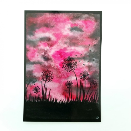 Aquarell Kunstdruck Postkarte *Pusteblume*