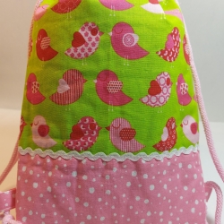 Kleinkinder-Rucksack/Turnbeutel in grün/rosa