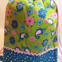 Kleinkinder-Rucksack/Turnbeutel in grün/rosa/petrol