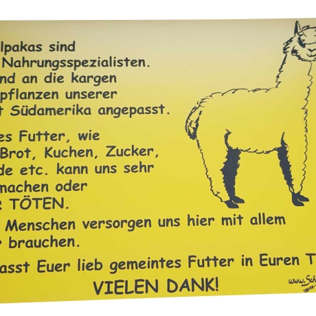 Alpakaschild  füttern verboten No. 2 - 20x30 cm - Gravurschild