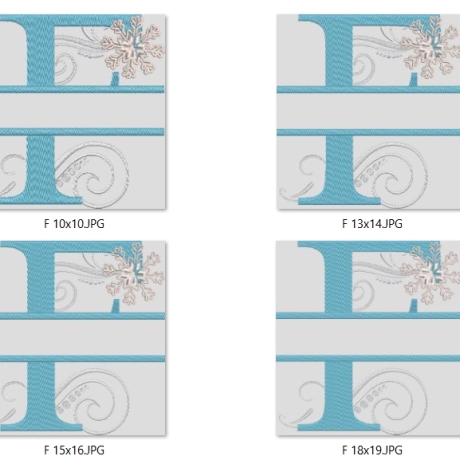 Ferberline Stickdatei Eis Alphabet F in 4 Größen ab 10x10