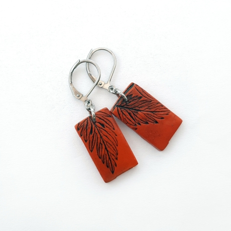 Fimo Ohrhänger *Prägung*, Unikat, Klappbrisur, Edelstahl