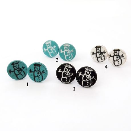 Ohrstecker aus Fimo *geprägt*, Schneemann, Winter, Edelstahl