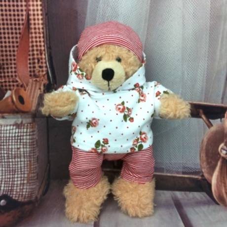 Kleidung Hoodie Hose Mütze Blumen passend für Bären 18 cm Neu