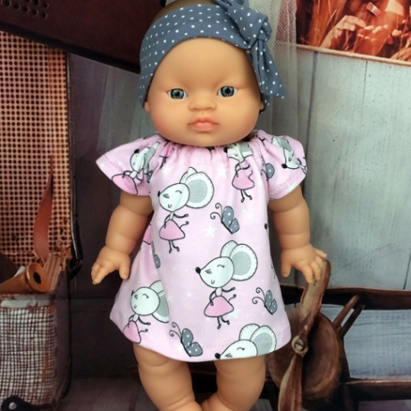 Kleid und Bandana Puppenkleidung passend für Puppen 34 cm Neu