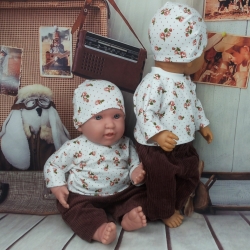 Shirt Hose Mütze Blumen Kleidung passend für Puppen 43 cm Neu