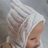 Babymütze mit Halstuch, weiß, Umf. 40/42cm, 