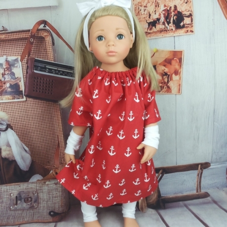 Kleid Bandana Stulpen Kleidung passend für Stehpuppen 50 cm Neu
