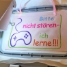 Schild * Ich lerne * Stickdatei für Gamer mit Text und Blanko