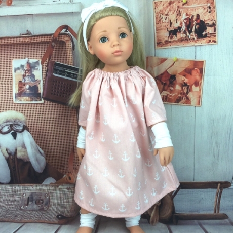 Kleid Bandana Stulpen Kleidung passend für Stehpuppen 50 cm Neu