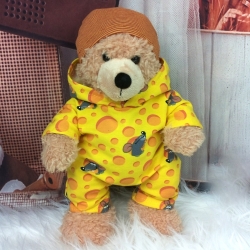 Overall + Mütze Käse und Mäuse Kleidung passend für Bär 28 cm Neu