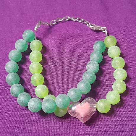 Perlen Armband Herz / grün
