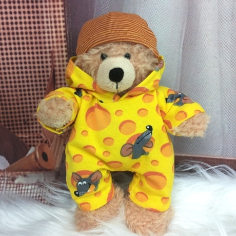 Overall + Mütze Käse und Mäuse passend für Bären 18 cm Neu