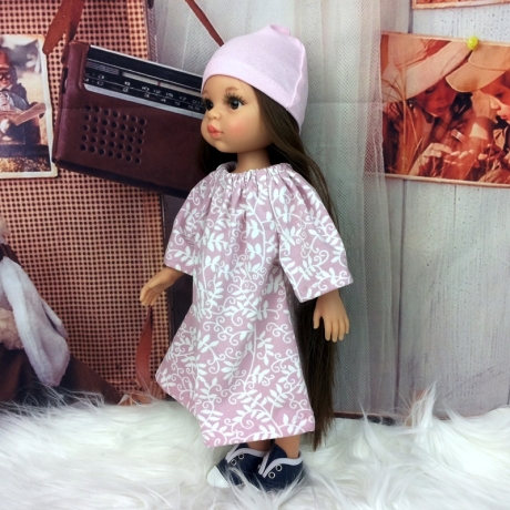 Puppenkleidung Kleid Mütze passend für 32cm Puppen Stehpuppen Neu