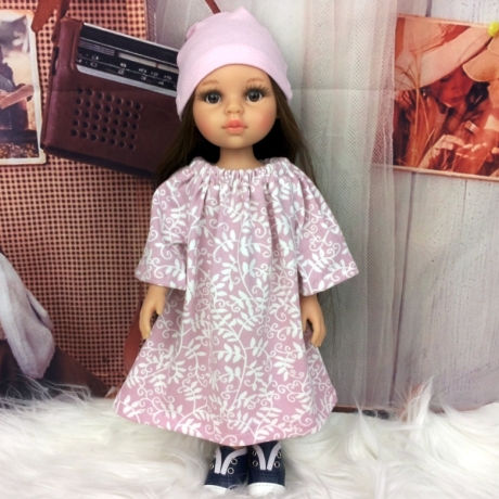 Puppenkleidung Kleid Mütze passend für 32cm Puppen Stehpuppen Neu