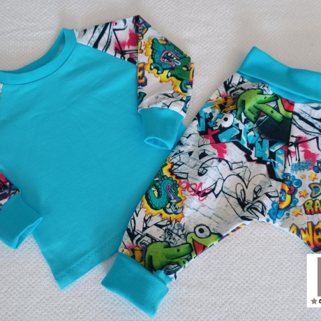 Babyset Shirt und Hose Graffiti bunt  Gr. 62/68