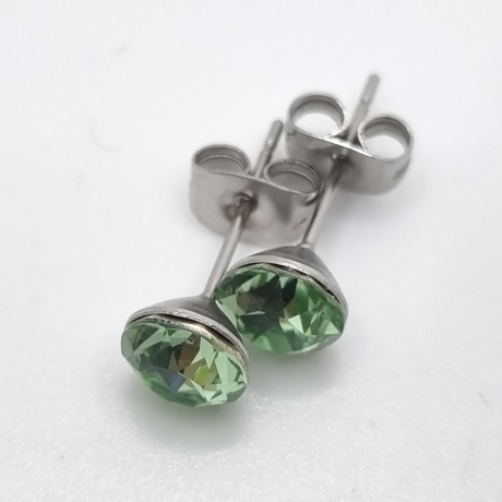 Ohrringe Ohrstecker Kristalle Grün Peridot (651)