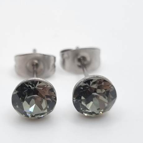 Ohrringe Ohrstecker Kristalle Grau Black Daimond (651)