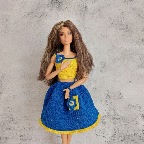 Handgehäkeltes Outfit für 1:6 Modepuppen (Barbie, Steffi)