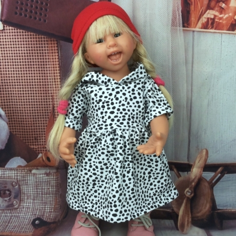 Kapuzenkleid Wildnis + Mütze passend für Künstlerpuppen 30 cm Neu