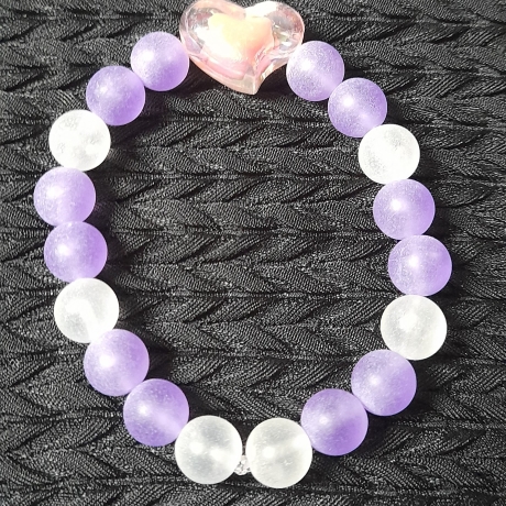 Armband Perle lila/weiß