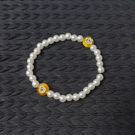 Armband Perle weiß / gelb