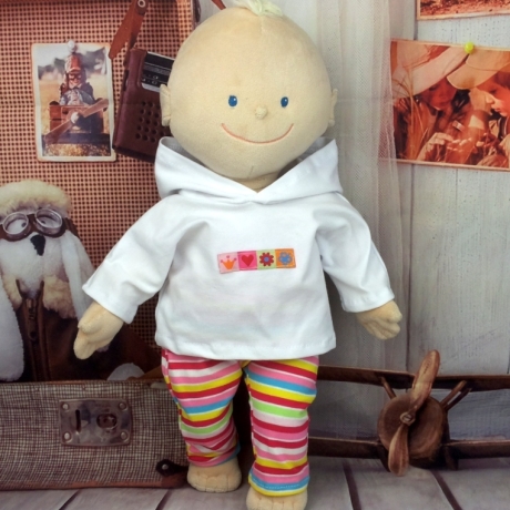 Hoodie und Hose bunt geringelt passend für Puppen 43 cm Neu