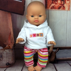 Hoodie und Hose bunt geringelt passend für Puppen 34 cm Neu