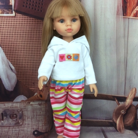 Kleidung Shirt Hose bunt geringelt passend für 32 cm Puppen Neu