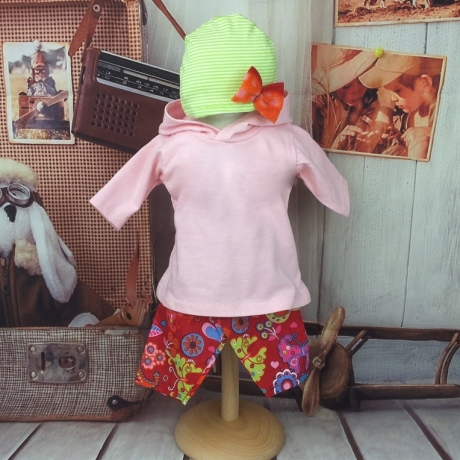 Tunika Hose Mütze Bunt passend für Puppen Babypuppen 32 cm  Neu