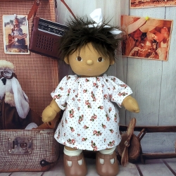 Keidung Kleid Blumen + Bandana passend für Puppen 35 cm Neu 